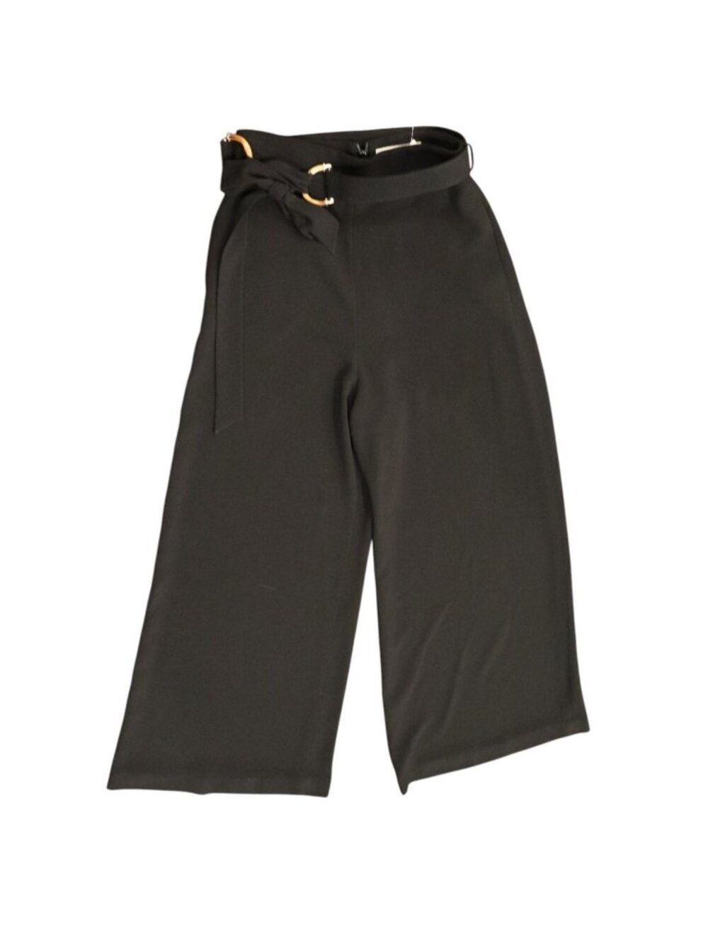 Zimmermann Black Wide-Leg Pants With Bamboo Belt, Size 1